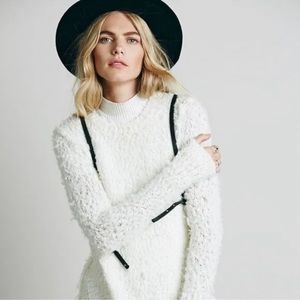 Free People Fuzzy Fitted Knit Light green September Song Sweater XS